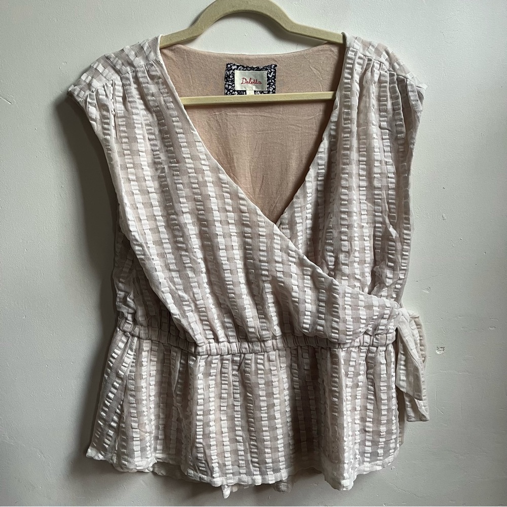 Anthropologie Cream Wrap Top